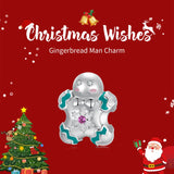 Sterling Silver Gingerbread Man Charm - Festive Christmas Pendant with Colorful  Accents (weighs approximately 1.8g) - Front View