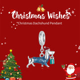 Sterling Silver Dachshund Charm - Festive Christmas Pendant with Colorful  Accents(weighs approximately 2.2g) - Front View