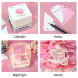 The Earth 3D Paper Sculpture Night Light with Memo Pad, Silver Base - Elegant Gift Set for Home & Office( Blue ) - Side View
