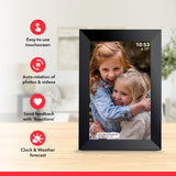 White 32GB Storage 10-Inch WiFi Digital Photo Frame | HD Display + Remote Photo/Video Sharing via App | - Side View