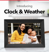 White 32GB Storage 10-Inch WiFi Digital Photo Frame | HD Display + Remote Photo/Video Sharing via App | - 45-Degree Angle