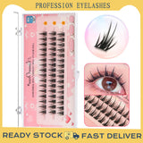 6 set Different sizes Natural Segment Cluster Eyelashes - Ultra-Thin Invisible Band, Perfect for Beginners, DIY Lash Extension - Front View