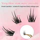6 set Different sizes Natural Segment Cluster Eyelashes - Ultra-Thin Invisible Band, Perfect for Beginners, DIY Lash Extension - Side View