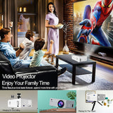 Portable Mini Projector with Multi-Interface Connectivity for Home Theater and Business Use with Wi-Fi Connectivity - Side View