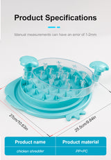 2pcs blue New Chicken Shredder - Effortless Chicken Breast Shredding Tool for Meal Prep and Baby Food - Top-Down View