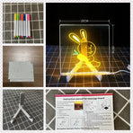 20*20 cm DIY Erasable Children's Drawing Board - LED Light Blackboard with Stand for Writing and Doodling