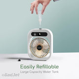 White color USB 2-in-1 Misting Fan & Humidifier Portable Cooling and Humidifying Solution - 45-Degree Angle