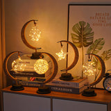 LED Multi-Shape Decorative Lights - Star, Moon, Apple USB Night Lights with Handmade Hemp Rope, Warm Iron Craft, Perfect Birthday & Christmas Gift - Front View