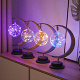 LED Multi-Shape Decorative Lights - Star, Moon, Apple USB Night Lights with Handmade Hemp Rope, Warm Iron Craft, Perfect Birthday & Christmas Gift - Side View