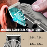 White Professional Cordless Hair Clipper with LED Display - Rechargeable Electric Hair Trimmer for Men - Front View