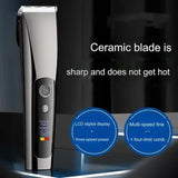 Black Professional Rechargeable Hair Clipper with Digital LED Display - Precision Trimmer for Men - Top-Down View