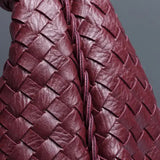 Black Elegant Woven PU Leather Hobo Bag - Stylish Large-Capacity Shoulder Handbag for Women - Front View