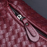 Black Elegant Woven PU Leather Hobo Bag - Stylish Large-Capacity Shoulder Handbag for Women - Side View