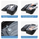 Black Expandable Waterproof Laptop Backpack - Fits 17-Inch Laptop, Anti-Theft Design, Travel Friendly - Front View