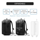 Black Expandable Waterproof Laptop Backpack - Fits 17-Inch Laptop, Anti-Theft Design, Travel Friendly - 45-Degree Angle