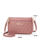 White PU Leather Quilted Crossbody Bag for Women - Compact Multi-Compartment Shoulder Purse - Top-Down View