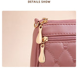 White PU Leather Quilted Crossbody Bag for Women - Compact Multi-Compartment Shoulder Purse - 45-Degree Angle