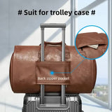 Red PU Leather Travel Duffel Bag - Large Capacity Waterproof Suit Bag with Shoe Compartment - Side View