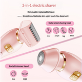 U34 Blue 2-in-1 Electric Razor for Women - Multifunctional Rechargeable Hair Removal Shaver - Front View