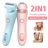 Pink 2-in-1 Electric Razor for Women - Multifunctional Rechargeable Hair Removal Shaver - Front View