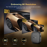 Android TV Express 8K+ Streaming Box - Ultra HD Android 13.0, 2G+8G with Voice Bluetooth Controller - Side View