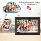 10.1-Inch Wooden Frame WiFi Digital Photo Frame - 16GB Storage, IPS Touchscreen, App Remote Sharing - Front View