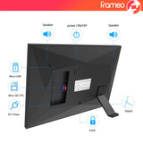 10.1-Inch Wooden Frame WiFi Digital Photo Frame - 16GB Storage, IPS Touchscreen, App Remote Sharing - Side View