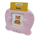 Pink Bear-Shaped Early Education Card Reader - Interactive Learning Toy with 510 Flashcards for Kids - Front View