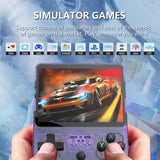 White Retro Portable Gaming Console with 64GB, 1 Memory Card - 3D Games, HD Display, and Dual Joysticks - Front View