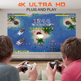 P30 Max 4K Ultra HD Projector with 3D Gaming - Includes 2 Wireless Controllers, Remote Control, and Streaming Support - Top-Down View