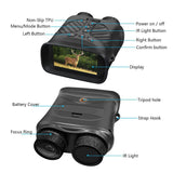 Black Digital Night Vision Binoculars - 3.0'' IPS Screen, 10X Optical Zoom, 2.5K Video Recording, Infrared for 300m Range - Front View