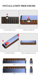 Silver Premium Alloy and Wood Temporary Parking Card - Sliding Design for Privacy, Includes 6 Number Sets - 45-Degree Angle