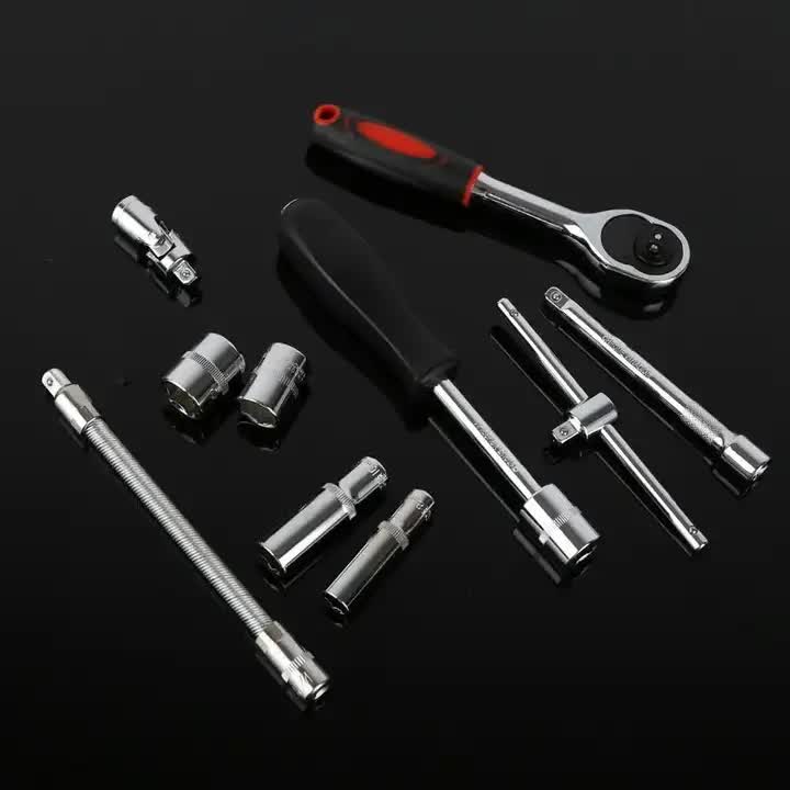 46-Piece Professional Socket Wrench Set - 1/4 Drive, Chrome Vanadium Steel, Ratchet & Bit Kit for Au