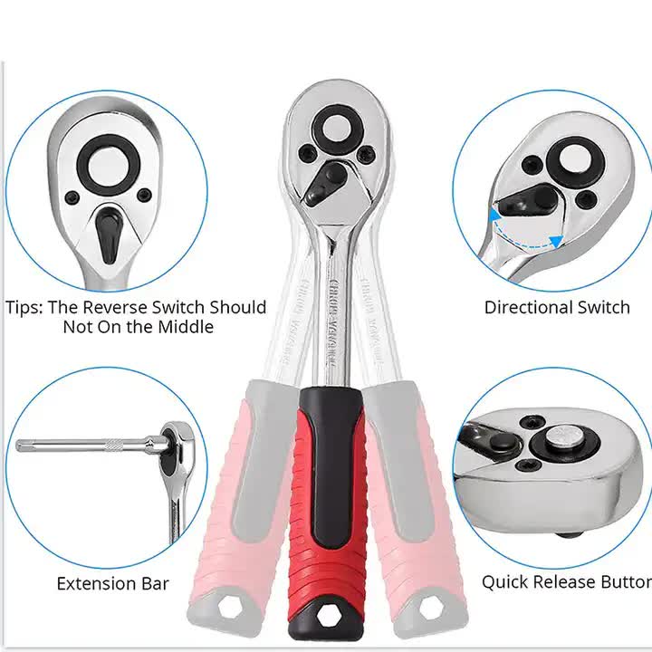 46-Piece Professional Socket Wrench Set - 1/4 Drive, Chrome Vanadium Steel, Ratchet & Bit Kit for Au