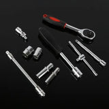 82-Piece Professional Automotive Repair Tool Set - 1/2 & 1/4 Drive Ratchets, Sockets, and Wrenches for Engine, Tire, and Spark Plug Maintenance - Front View