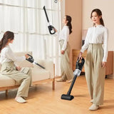 Black Portable Cordless Vacuum Cleaner - 120W, 10KPa Suction, 2000mAh Battery, Lightweight Design, with Soft Brush Attachment - Front View