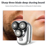 TS-099 Gray Rechargeable Electric Rotary Shaver for Men with LED Display, USB Charging Cable, and Cleaning Brush - Compact & Portable Design - Front View