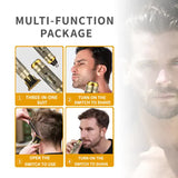 3-in-1 Professional Hair Clipper Set - Rechargeable Beard Trimmer, Nose Hair Trimmer, and Electric Shaver with USB Cable, Cleaning Brush, and Attachments - Side View