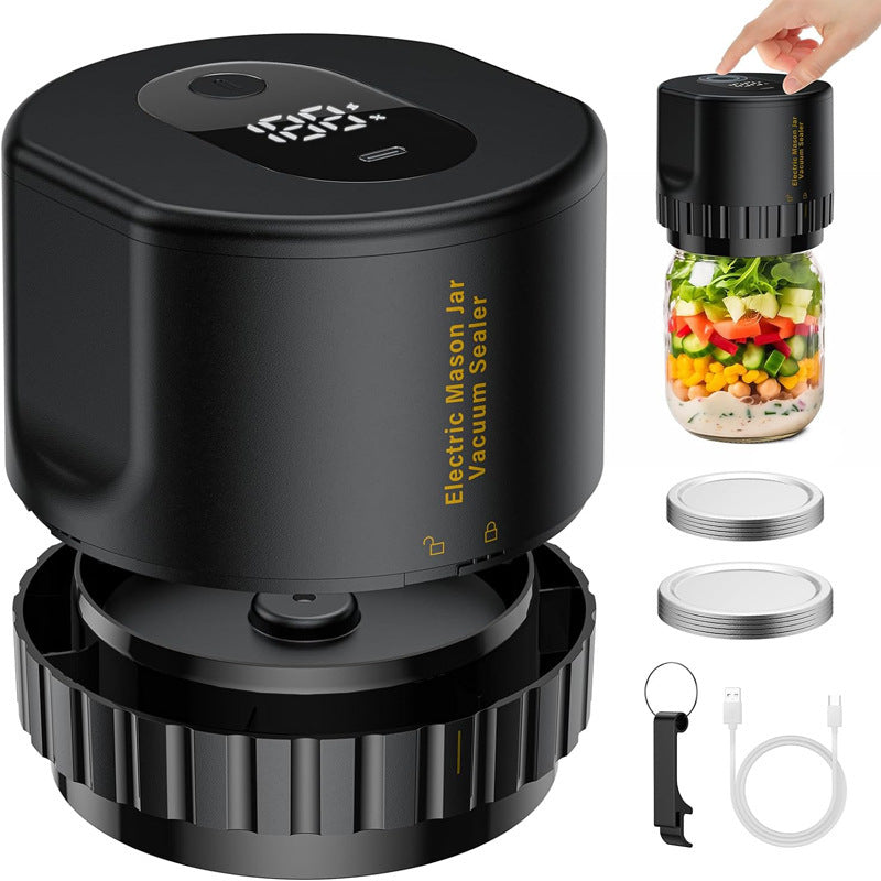 Portable Vacuum Sealer for Mason Jars,Regular Model KZ-80 (60 sec stop or manual stop) - Black Elect