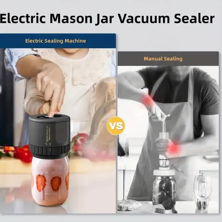 Portable Vacuum Sealer for Mason Jars,Regular Model KZ-80 (60 sec stop or manual stop) - Black Elect
