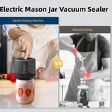 Portable Vacuum Sealer for Mason Jars,Regular Model KZ-80 (60 sec stop or manual stop) - White Electric Food Preservation Machine with  LED Display - Front View