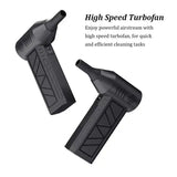 Black High-Speed Mini Turbo Fan for Camping and Outdoor Use - Handheld 130,000 RPM Brushless Blower & Dust Cleaner - Front View