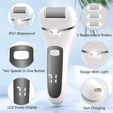 White Rechargeable Electric Foot File Callus Remover with LED Display and USB Charging - Front View