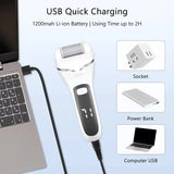 White Rechargeable Electric Foot File Callus Remover with LED Display and USB Charging - Side View