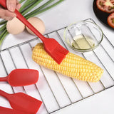 6-Piece Silicone Kitchen Utensil Set - Heat Resistant Baking Tools with Spatulas, Spoon, and Brush (Red)(2 set/12PCS) - Top-Down View