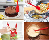 6-Piece Silicone Kitchen Utensil Set - Heat Resistant Baking Tools with Spatulas, Spoon, and Brush (Red)(2 set/12PCS) - 45-Degree Angle