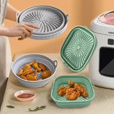 3D Square Air Fryer Silicone Liners - Food-Grade, Non-Stick, Reusable Basket Mats for Air Fryers, Ovens, and Microwaves (4 PCS Green)