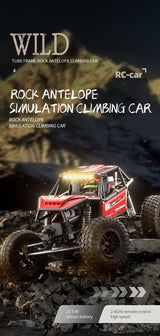 Rock Antelope RC Car - 2.4GHz Simulation Off-Road Climbing Vehicle with Rechargeable Battery (Red) - Front View