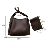 White 2-Piece Women's Bucket Bag Set - Vintage Large Capacity Shoulder Tote & Crossbody Bag (Commuter Style) - 45-Degree Angle