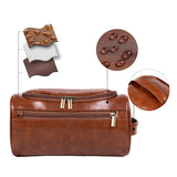 Brown Large Capacity Travel Toiletry Bag - Portable Waterproof Makeup Organizer for Business & Vacation - Side View